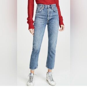 Agolde Riley high rise straight cropped jeans in Frequency size 26